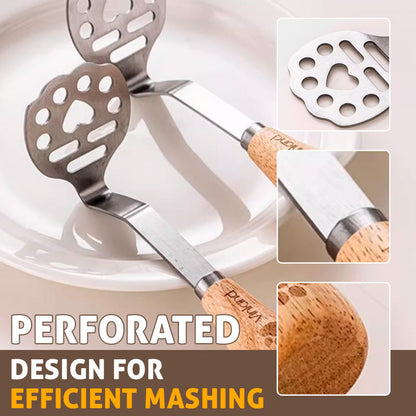 Stainless Steel Potato Masher with Wooden Handle