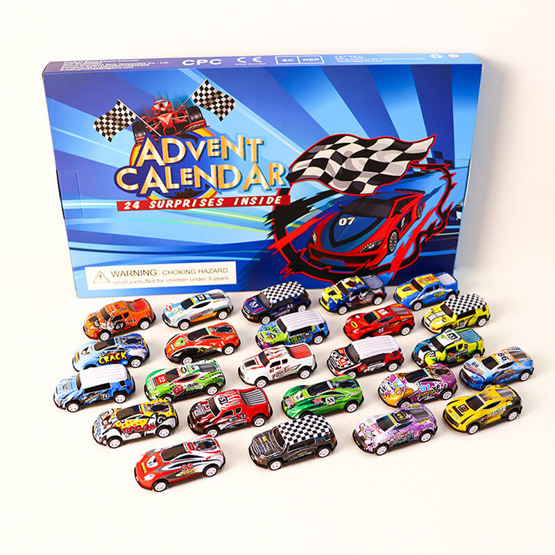 🎄📅24 Day Christmas Advent Calendar - Racing Car Toy Countdown for Kids🎁
