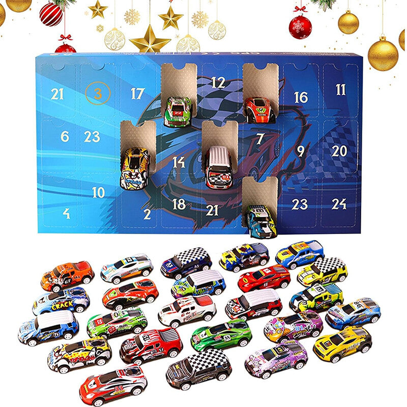 🎄📅24 Day Christmas Advent Calendar - Racing Car Toy Countdown for Kids🎁
