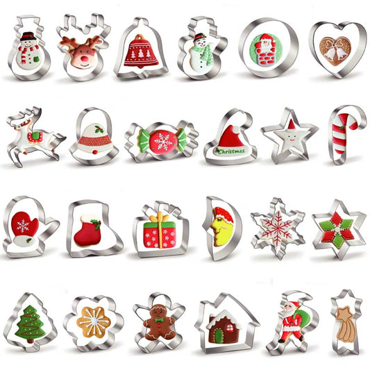 24-Piece Stainless Steel Christmas Cookie Cutters Set