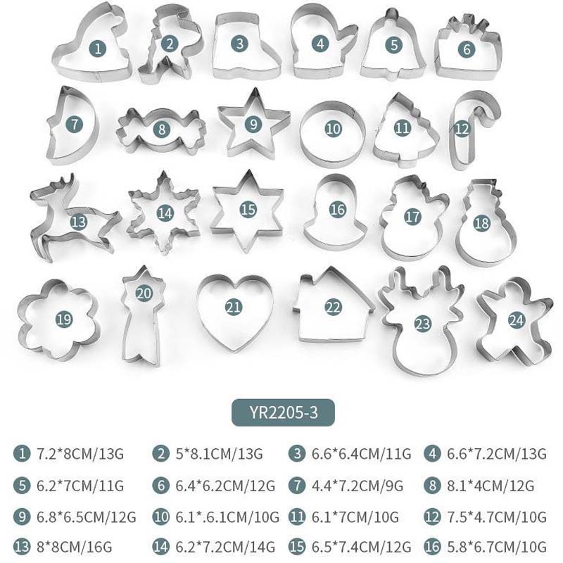 24-Piece Stainless Steel Christmas Cookie Cutters Set