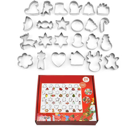 24-Piece Stainless Steel Christmas Cookie Cutters Set