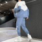 Men's Comfortable Color-Block Hooded Jacket & Drawstring Pants