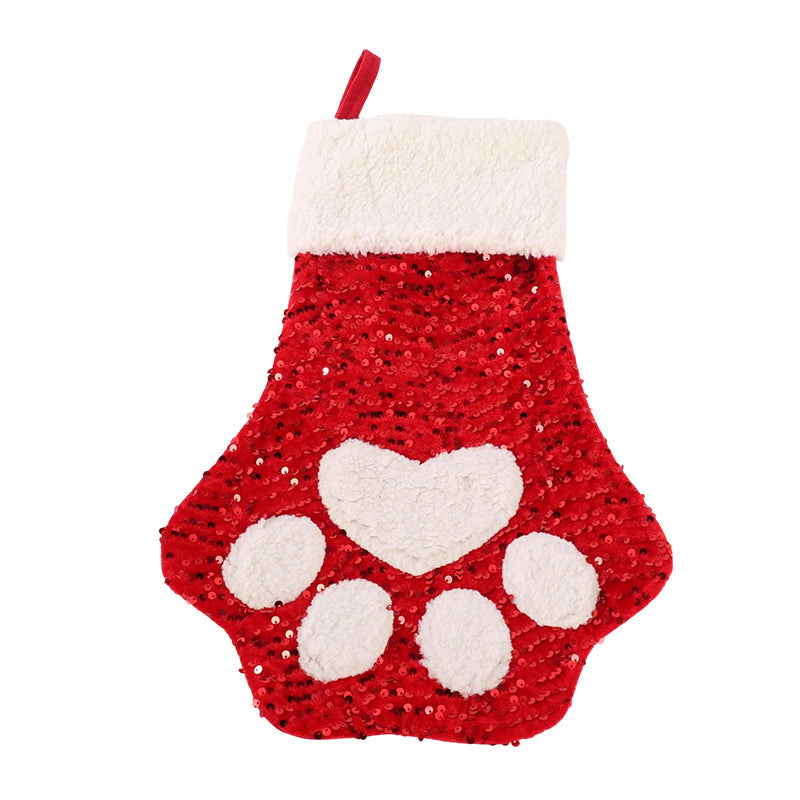 Cute Cat Paw Shaped Christmas Stocking Decor