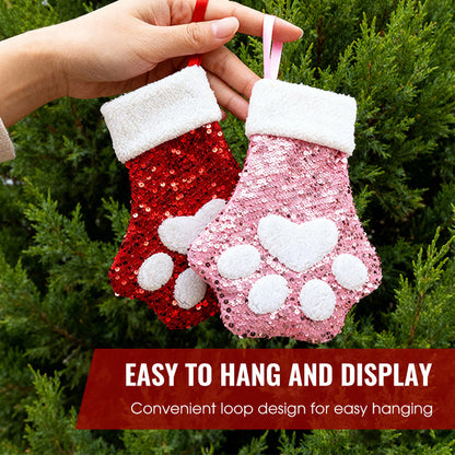 Cute Cat Paw Shaped Christmas Stocking Decor