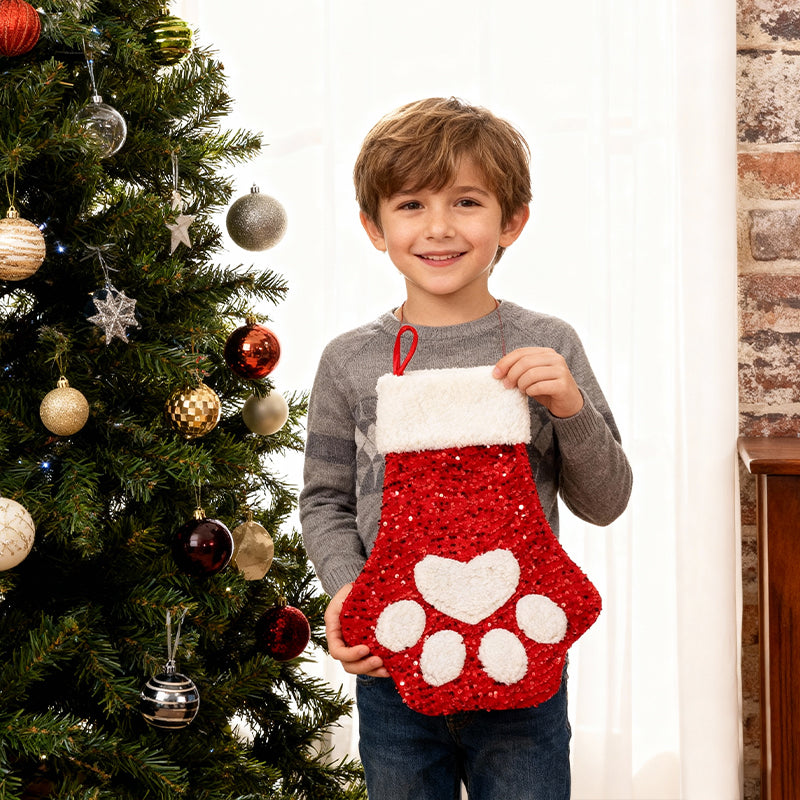 Cute Cat Paw Shaped Christmas Stocking Decor
