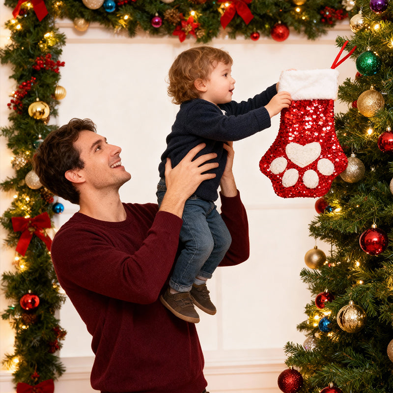 Cute Cat Paw Shaped Christmas Stocking Decor