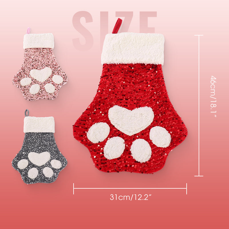 Cute Cat Paw Shaped Christmas Stocking Decor