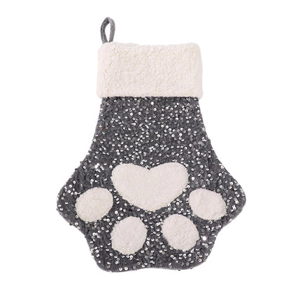 Cute Cat Paw Shaped Christmas Stocking Decor