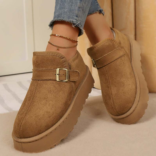 Women's Winter Buckle Plush-Lined Ankle Boots