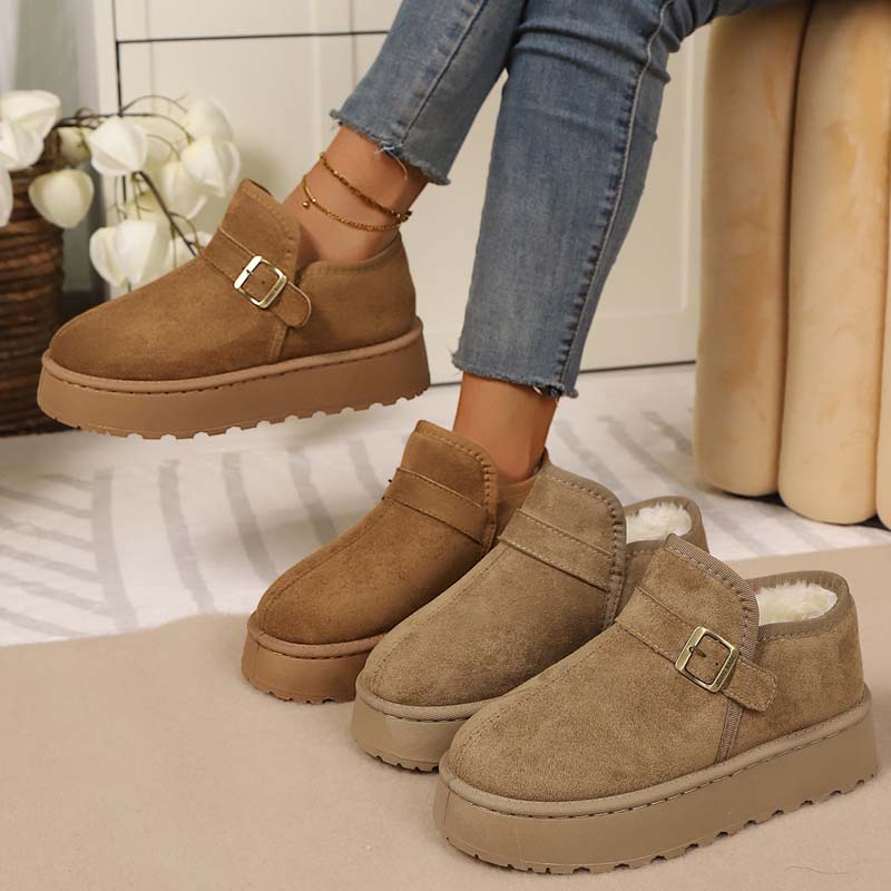 Women's Winter Buckle Plush-Lined Ankle Boots