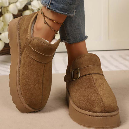 Women's Winter Buckle Plush-Lined Ankle Boots