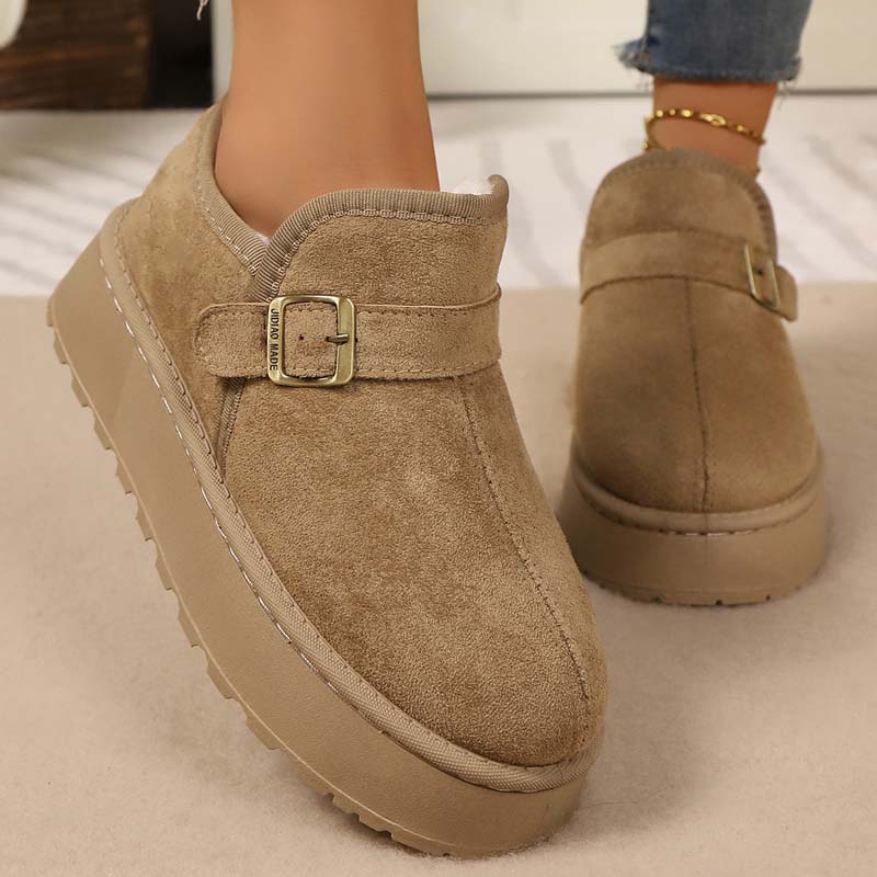 Women's Winter Buckle Plush-Lined Ankle Boots