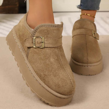 Women's Winter Buckle Plush-Lined Ankle Boots