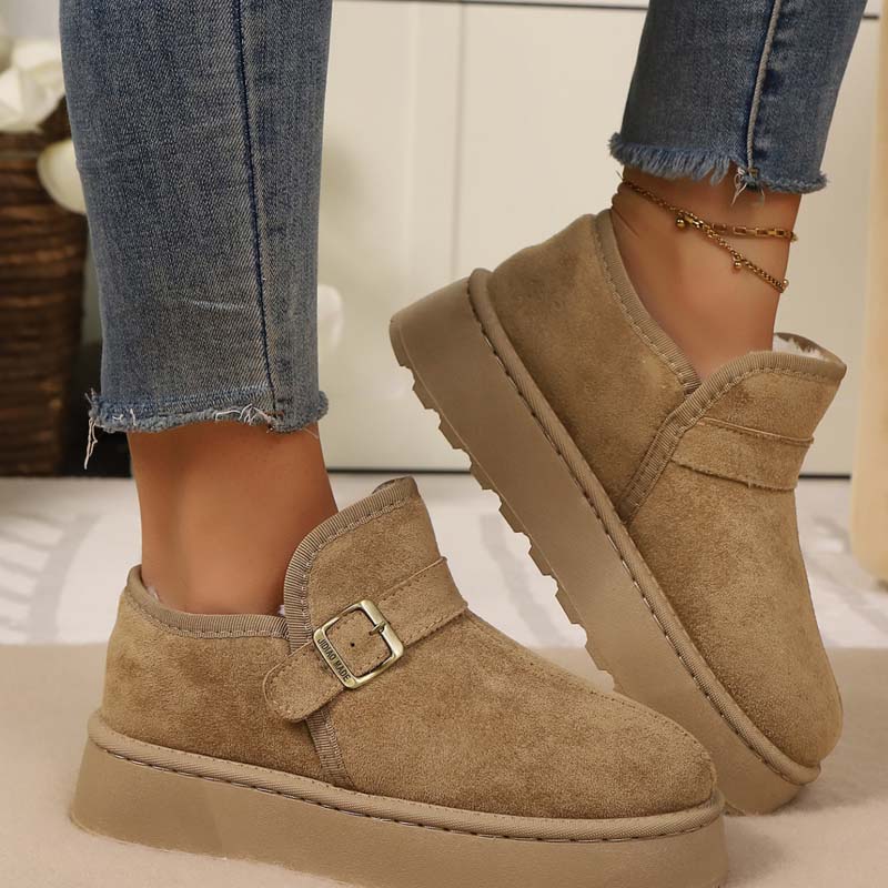 Women's Winter Buckle Plush-Lined Ankle Boots