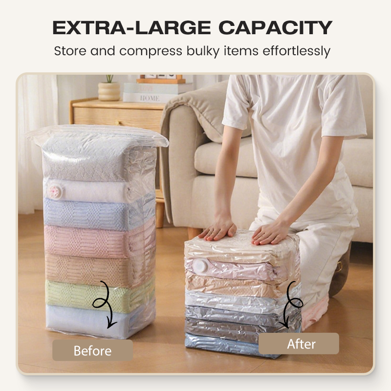 ⏳ Limited-Time Sale 🔥 - Pump-Free Vacuum Compression Bags, Large Size