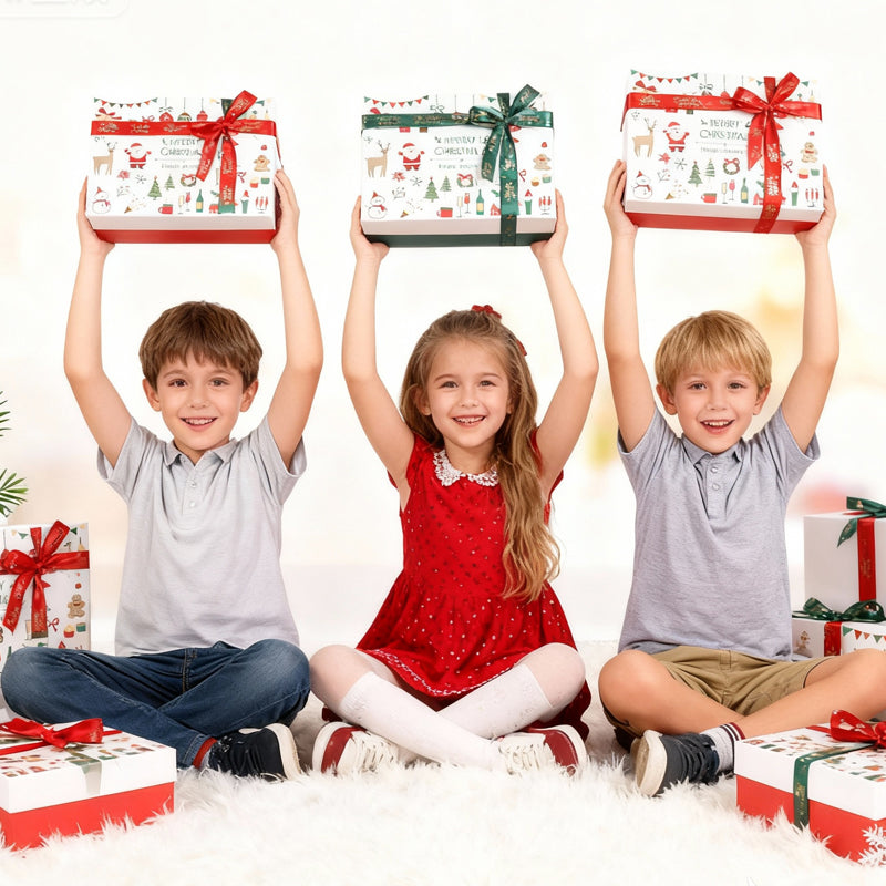 Christmas Gift Box with Lid and Ribbon