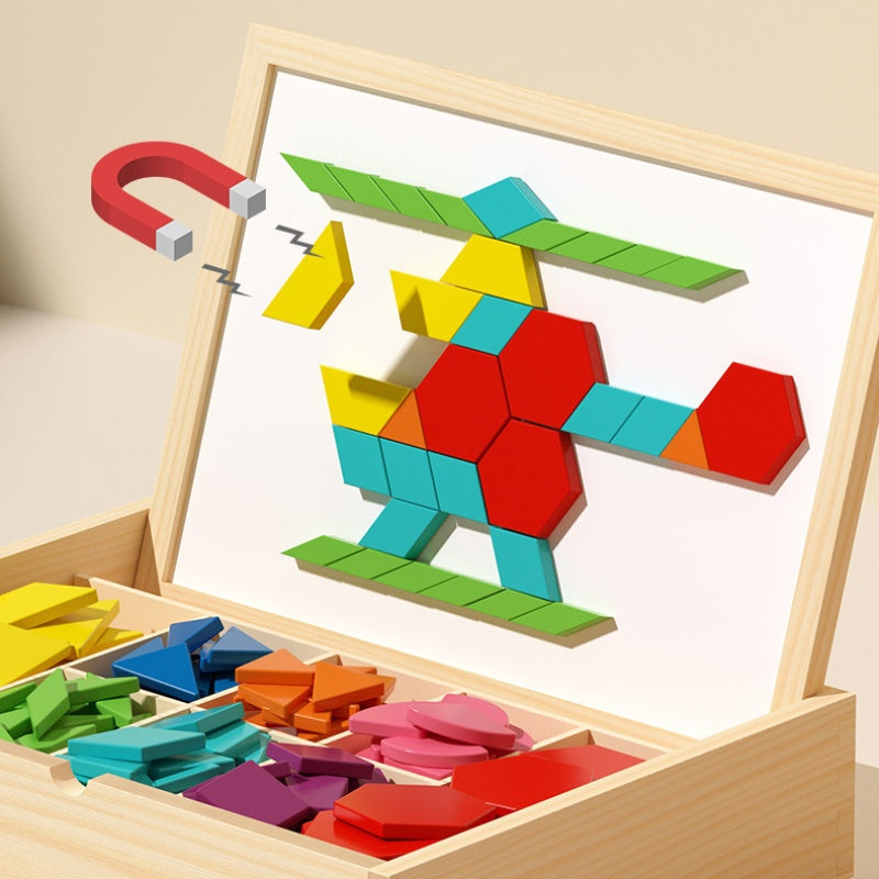 🎁Early Christmas Sale 50% OFF🔥Wooden Magnetic Pattern Block Puzzle Set🧩