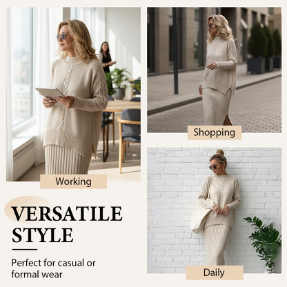 Women’s Chunky Knit Sweater & Skirt 2-Piece Set