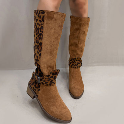 Women's Leopard Print Riding Boots