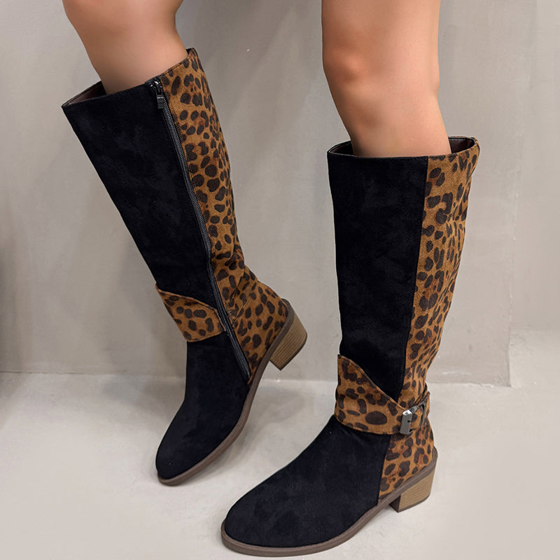 Women's Leopard Print Riding Boots