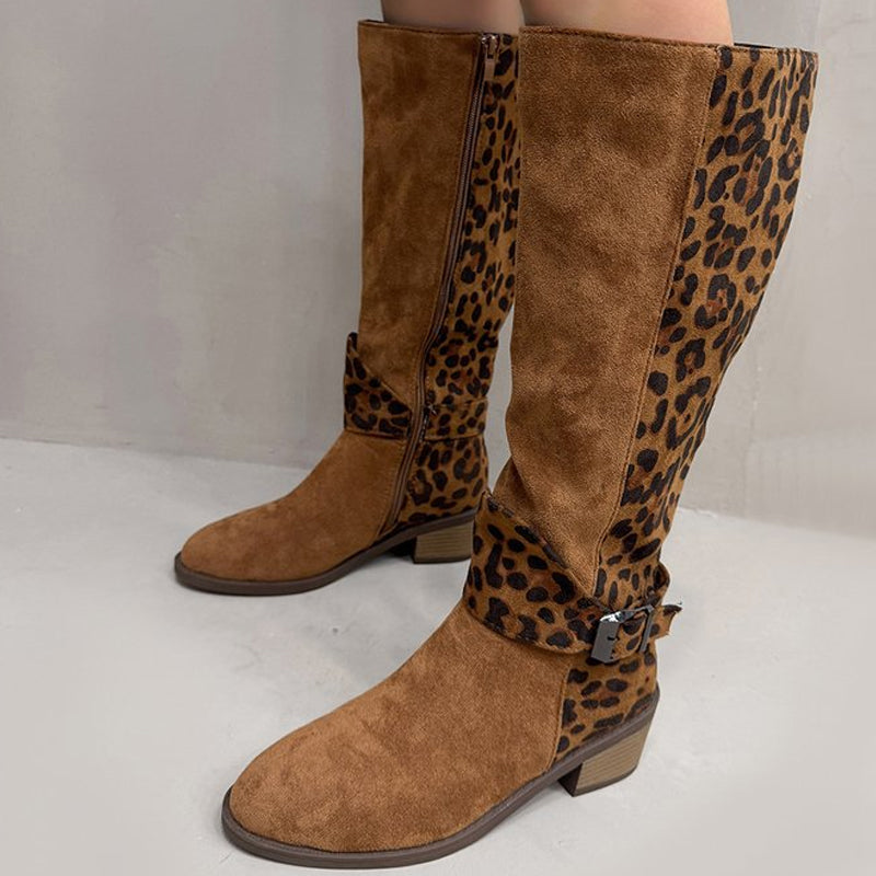 Women's Leopard Print Riding Boots