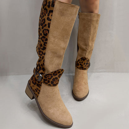 Women's Leopard Print Riding Boots