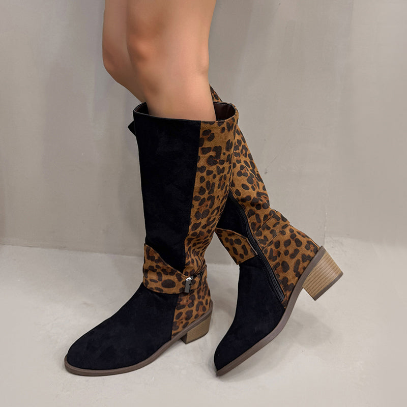 Women's Leopard Print Riding Boots