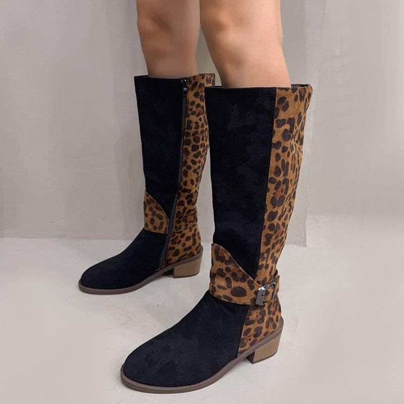 Women's Leopard Print Riding Boots