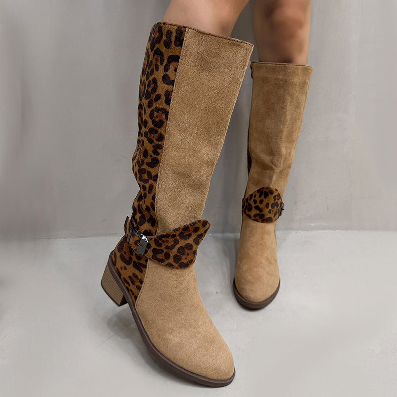 Women's Leopard Print Riding Boots