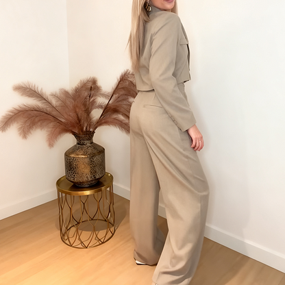 Women's Fashionable Jacket & Pants 2-Piece Suit
