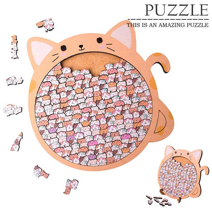 Cat Shaped Wooden Jigsaw Puzzle