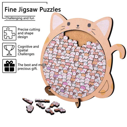 Cat Shaped Wooden Jigsaw Puzzle