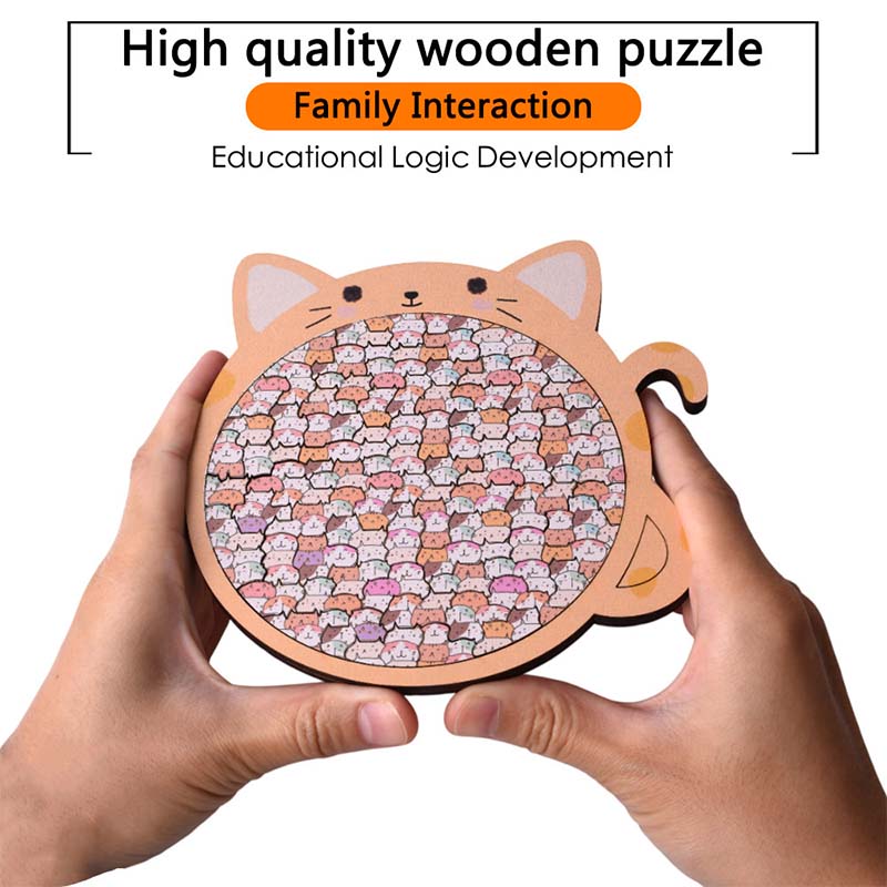 Cat Shaped Wooden Jigsaw Puzzle