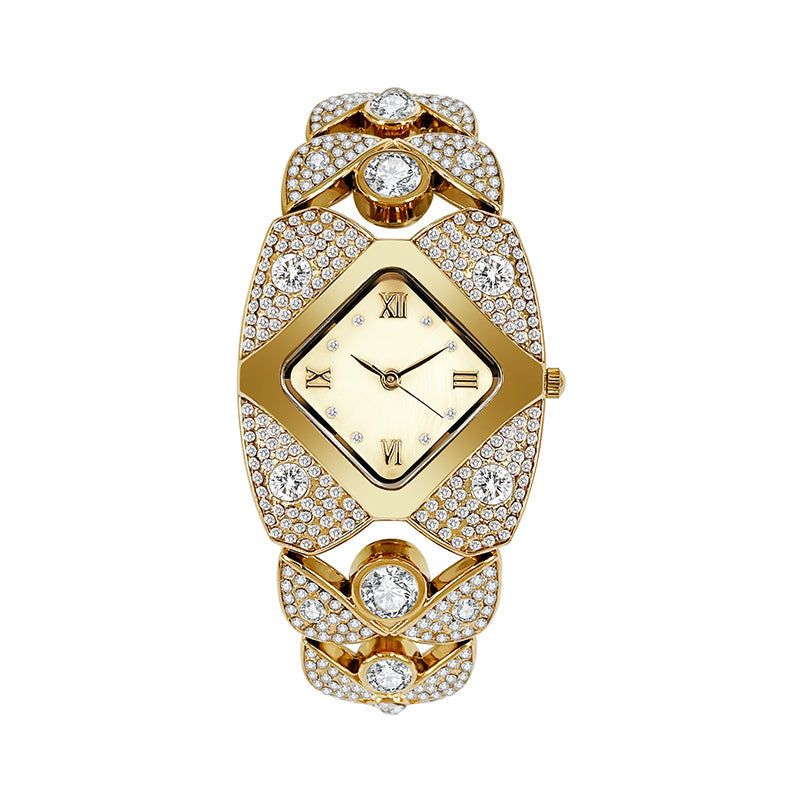 Women's Retro Quartz Watch with Sparkling Rhinestones
