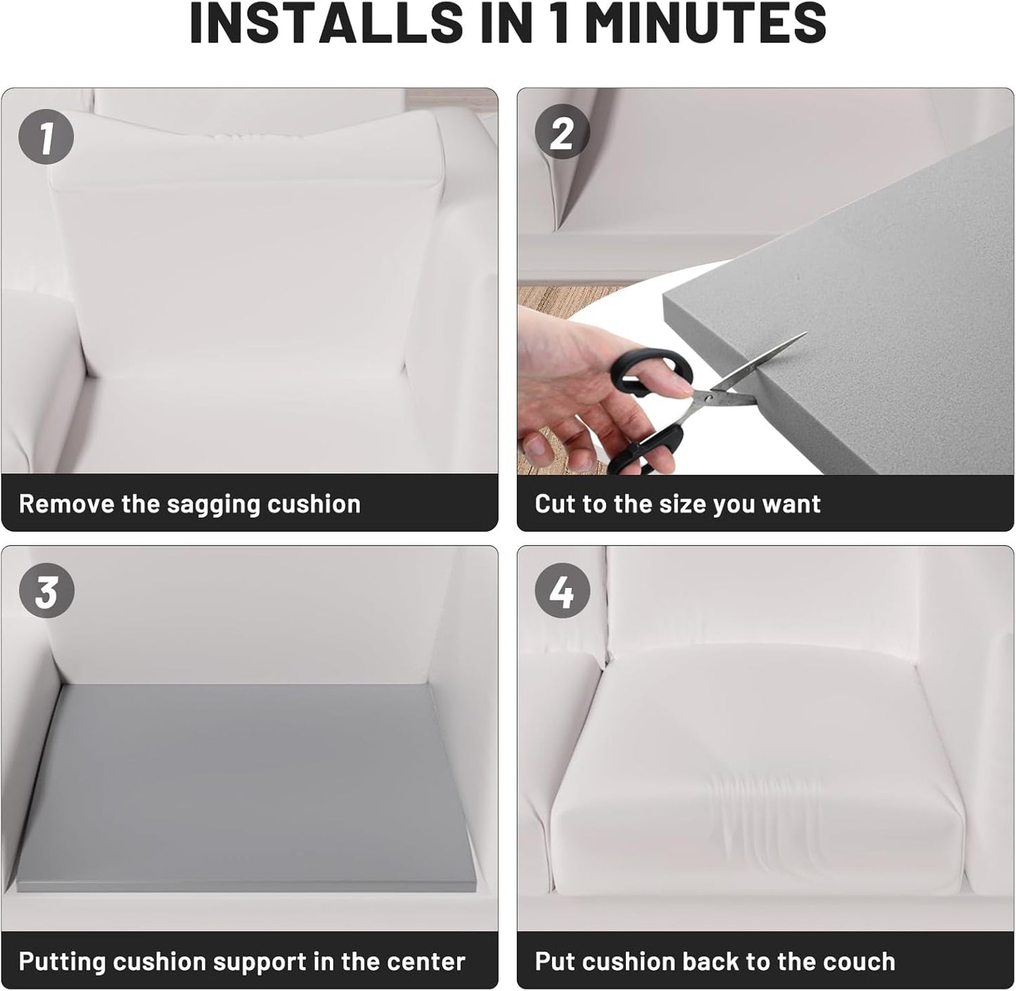 🛋️ BUY 2 GET 1 FREE! ✨ Sofa Cushion Support for Sagging Seats - High-Density Foam Insert with Non-Slip Base for Enhanced Comfort & Posture 🏠💫