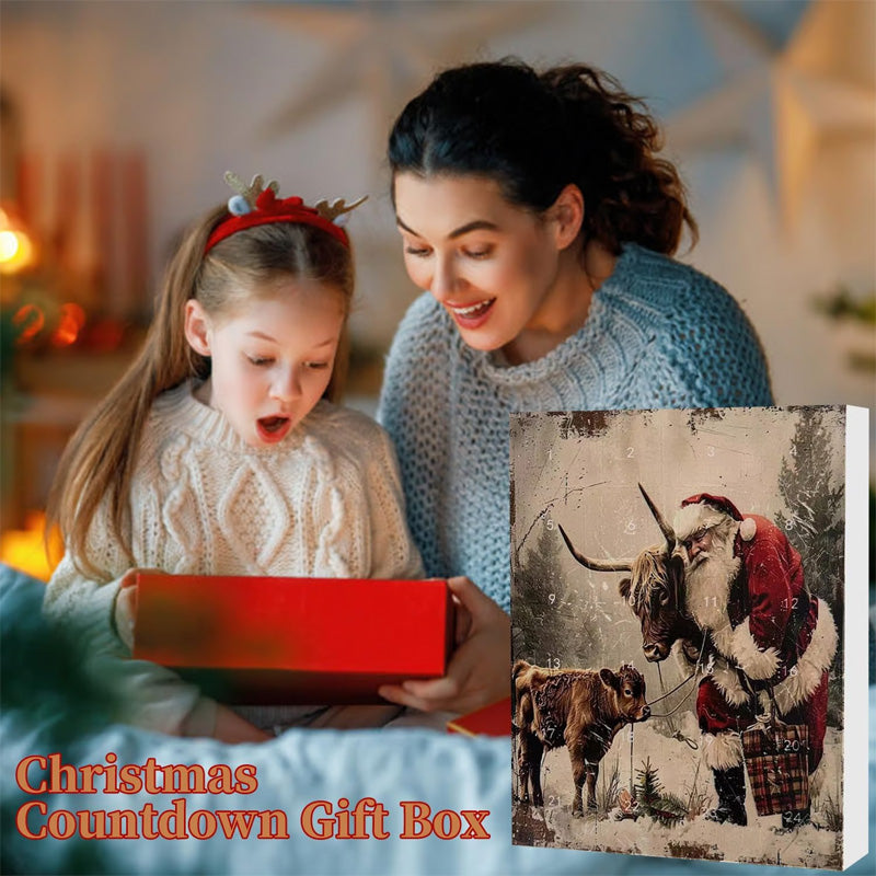 🎄 CHRISTMAS SALE 50% OFF! ✨ Advent Calendar with Highland Cow Design - 24 Surprise Boxes with Festive Treats for Holiday Countdown 🐮❤️