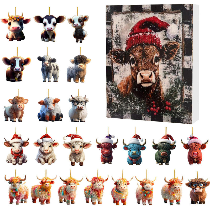 🎄 CHRISTMAS SALE 50% OFF! ✨ Advent Calendar with Highland Cow Design - 24 Surprise Boxes with Festive Treats for Holiday Countdown 🐮❤️