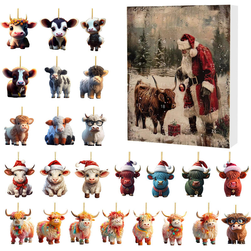 🎄 CHRISTMAS SALE 50% OFF! ✨ Advent Calendar with Highland Cow Design - 24 Surprise Boxes with Festive Treats for Holiday Countdown 🐮❤️