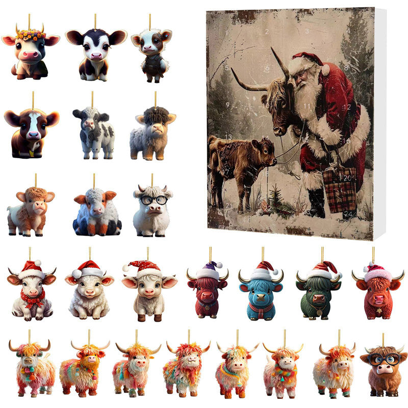 🎄 CHRISTMAS SALE 50% OFF! ✨ Advent Calendar with Highland Cow Design - 24 Surprise Boxes with Festive Treats for Holiday Countdown 🐮❤️