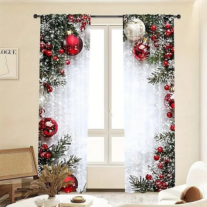🎄 Festive Glow Christmas Curtains Set – Instantly Transform Your Home into a Holiday Wonderland!