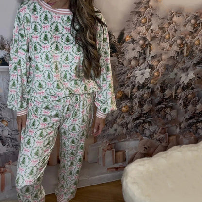 🌲🎀Cozy Christmas Long-Sleeve Top & Pants Set