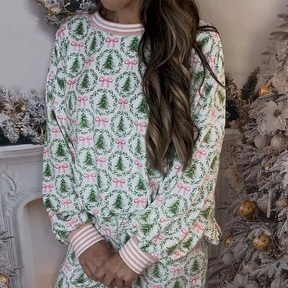 🌲🎀Cozy Christmas Long-Sleeve Top & Pants Set