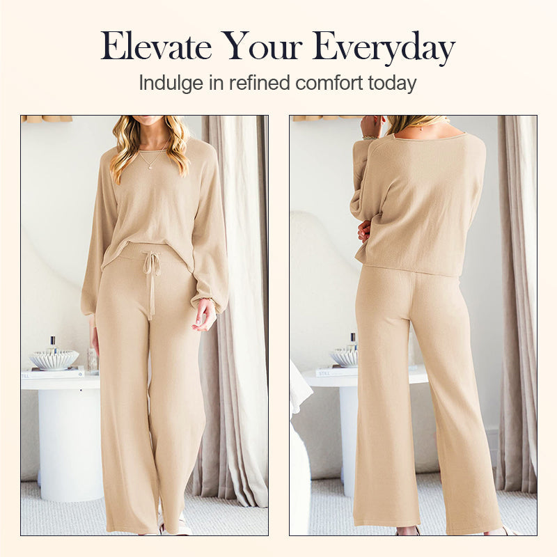 💖LAST DAY PROMOTION - 50%OFF 💖 Women’s Casual Solid Top & Wide-Leg Pants 2 Piece Sets