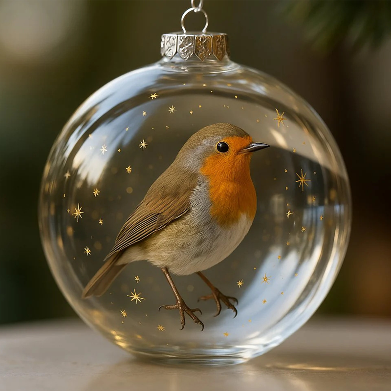 🔥Buy 1 Get 1 Free🔥Nature's Bird Glass-Look Sphere Ornament