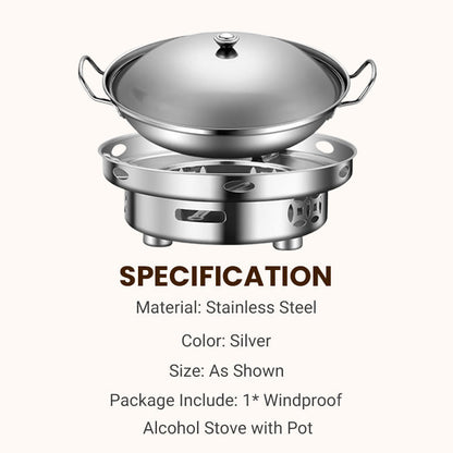 🔥HOT SALE - OVER 800 SOLD!🏆Windproof Alcohol Stove with Pot