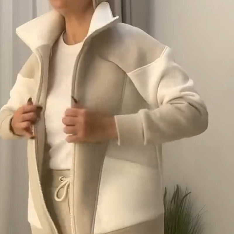 Women’s Casual Color-Block Zip-Up Hoodie & Pants 2-Piece Set