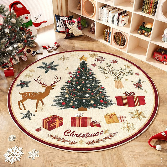 Non-Slip Round Christmas Tree Rug