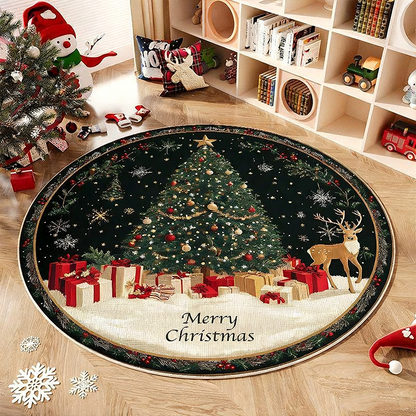 Non-Slip Round Christmas Tree Rug