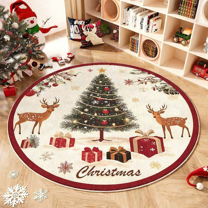Non-Slip Round Christmas Tree Rug